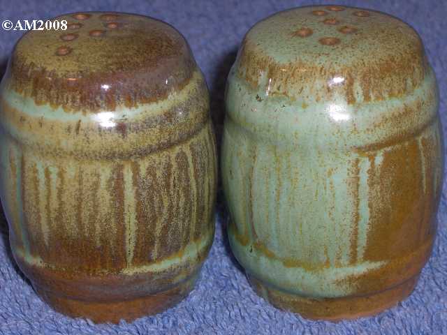 Frankoma barrel shakers glazed prairie green